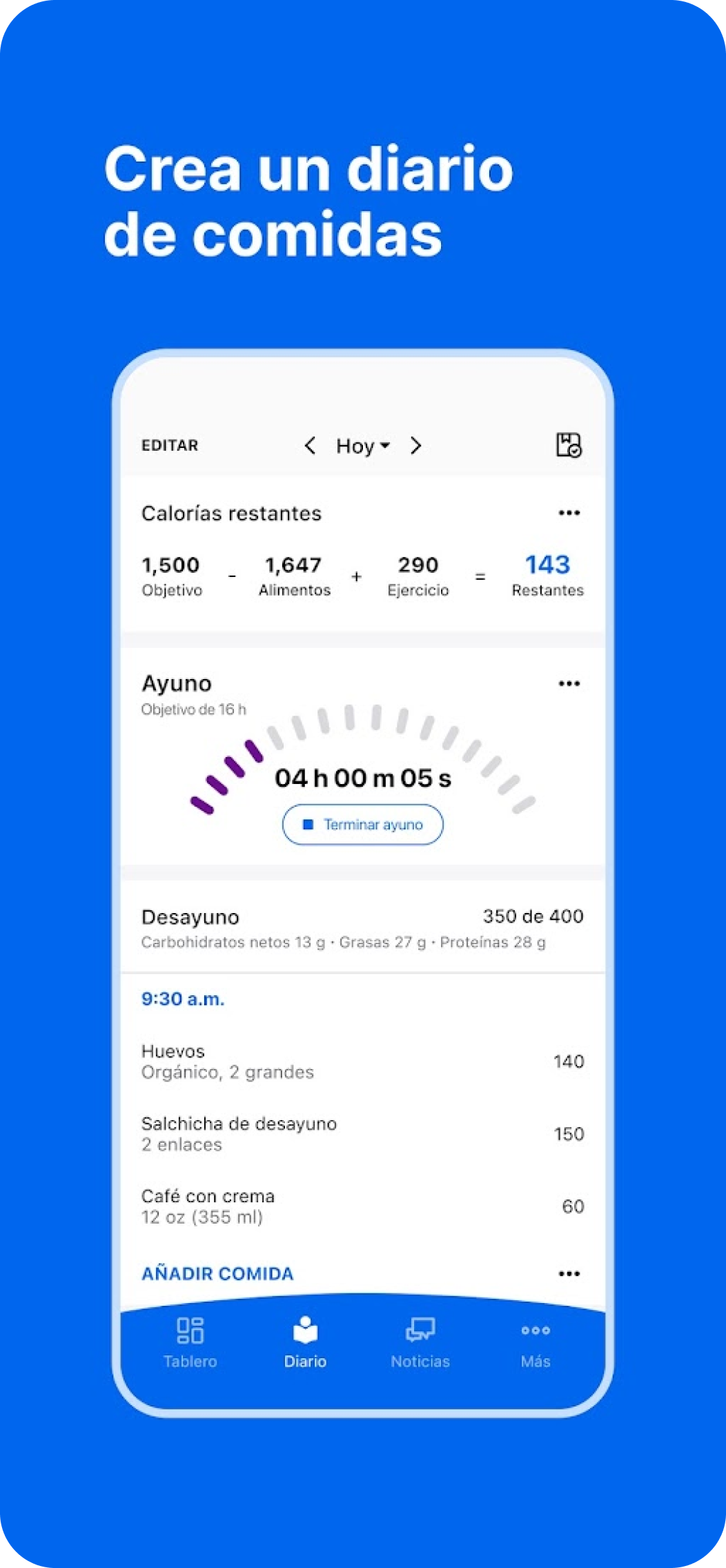 MyFitnessPal app screen