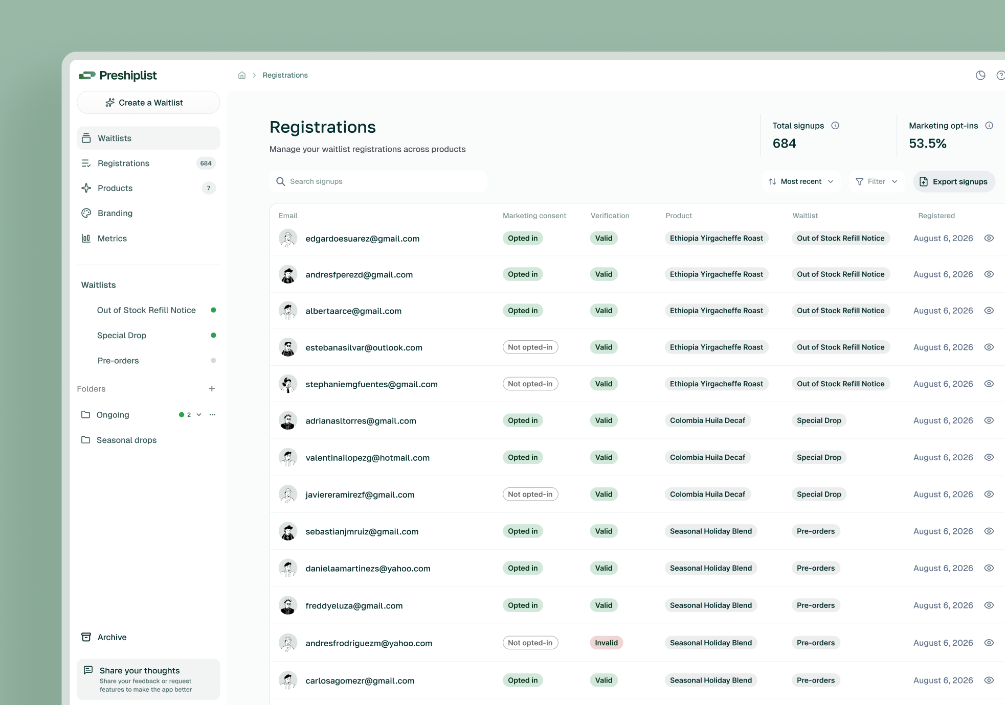 Optimizing the waitlist pipeline experience for social media sellers