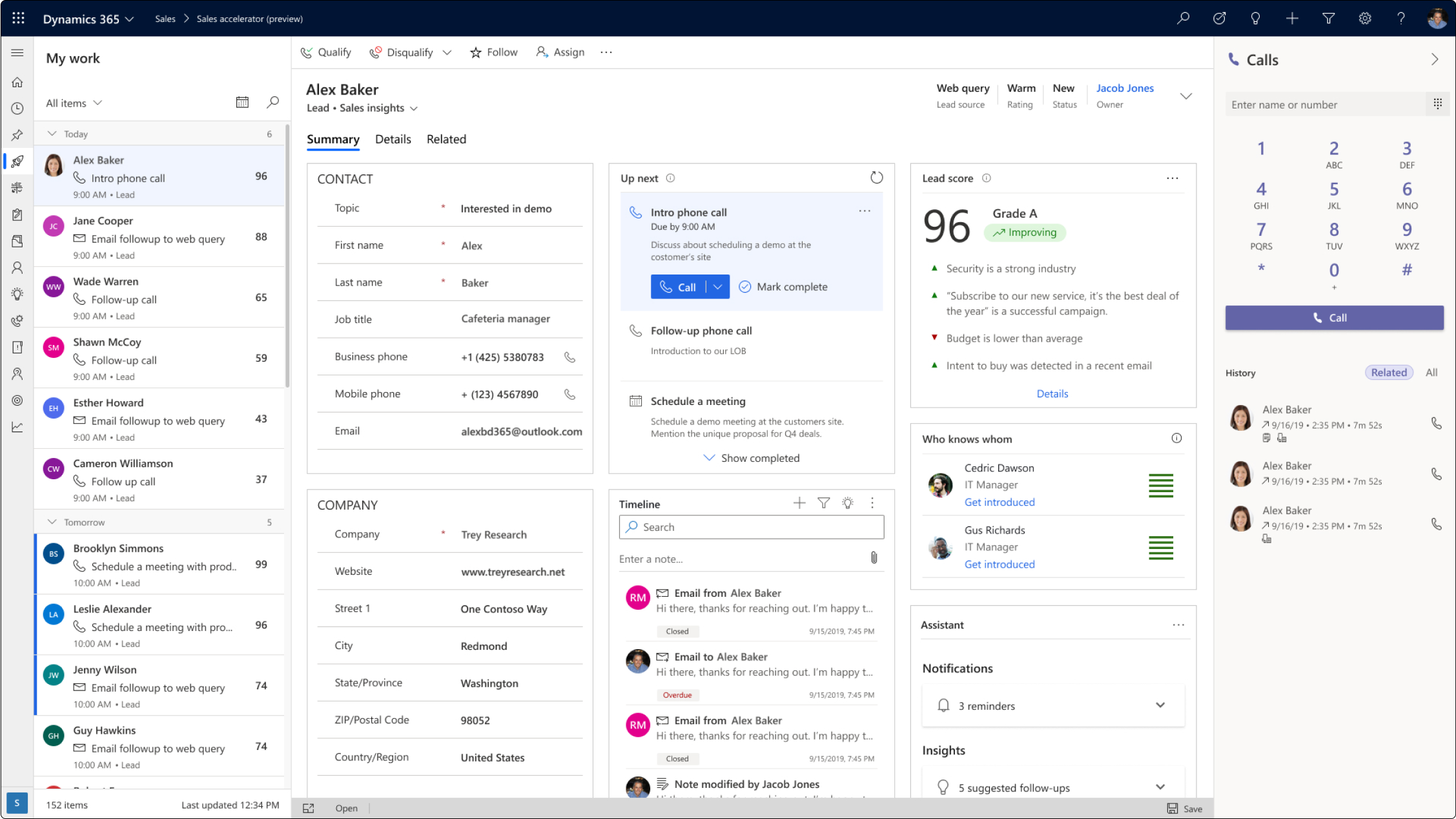 Microsoft Dynamics dashboard